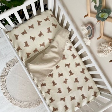 Set lenjerie de schimb pentru patut bebe 3 piese Teddy bej